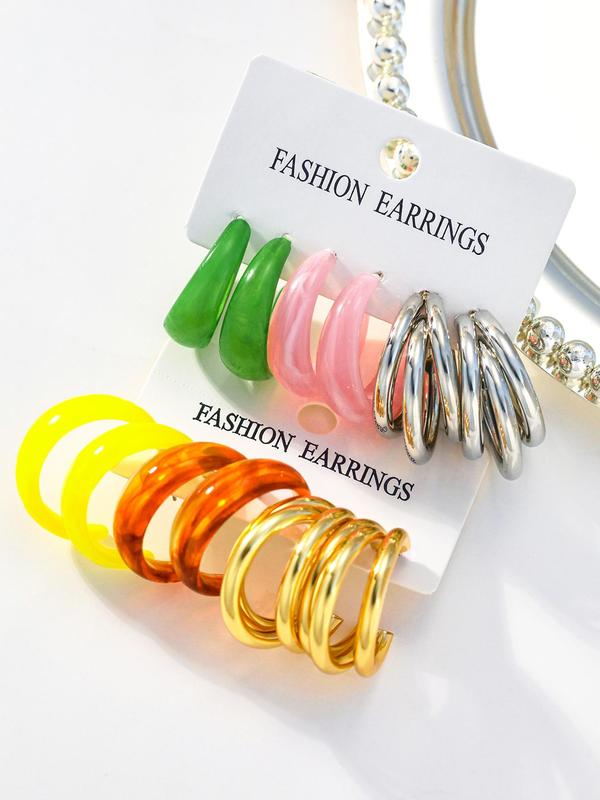 Simple Geometric C-shaped Hoop Earrings, Fashionable Earrings for Women, Daily Use