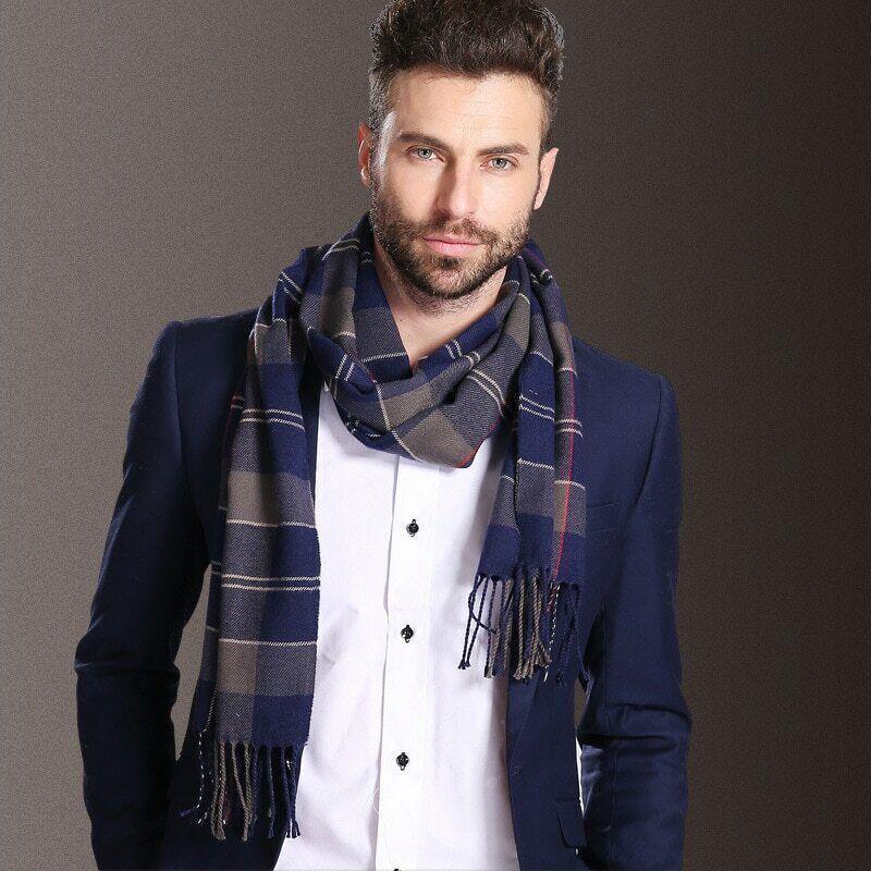 Mens Womens Wool Check Scarf Scotland Made Warm Plaid Wool 100% Cashmere Scarves