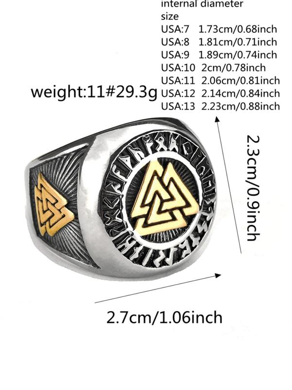 Men's Vintage Stainless Steel Ring, Personalized Geometric Symbol Ring for Party, Daily Clothing Decor, Trendy All-match & Exquisite Jewelry for Birthday Gift