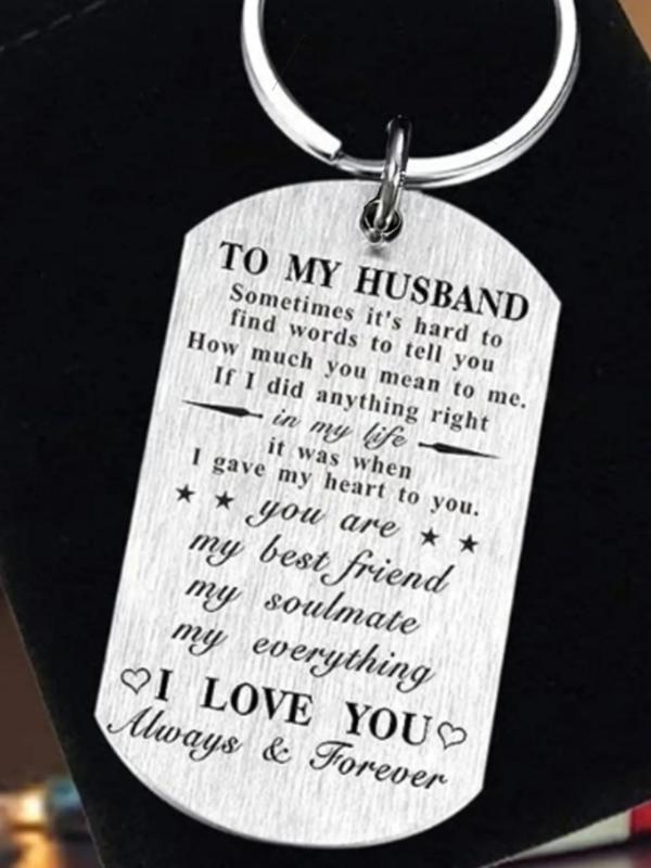 2024 New Style Stainless Steel Keychain, Husband Anniversary Keychain Gift From Wife, Husband Birthday Wedding Anniversary Romantic Engraved Gift