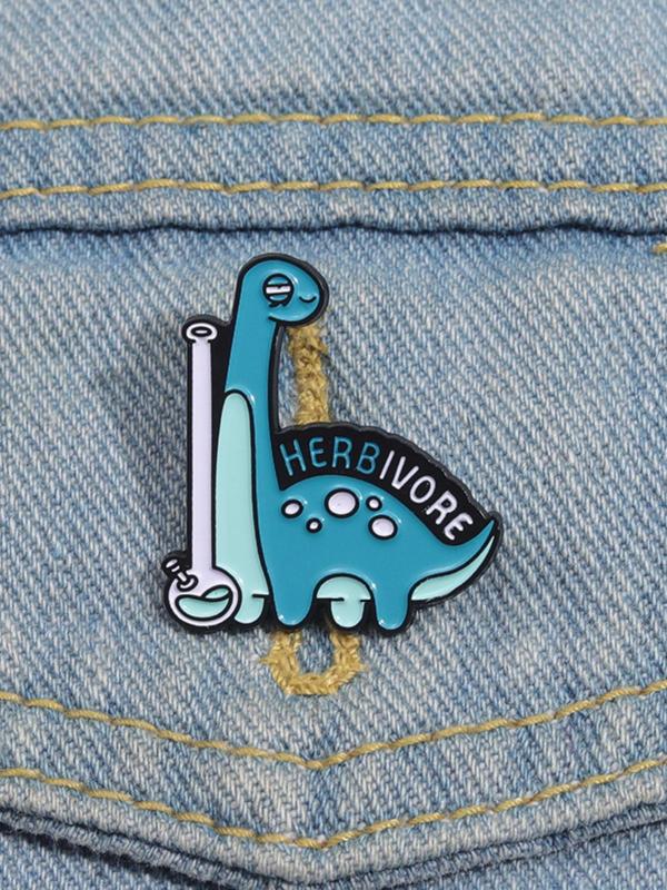 Cute Cartoon Dinosaur Design Brooch, Fashion Letter Sprint Brooch for Party, Daily Clothing Decor, Trendy All-match & Exquisite Brooch for Birthday Gift for Fall 2024