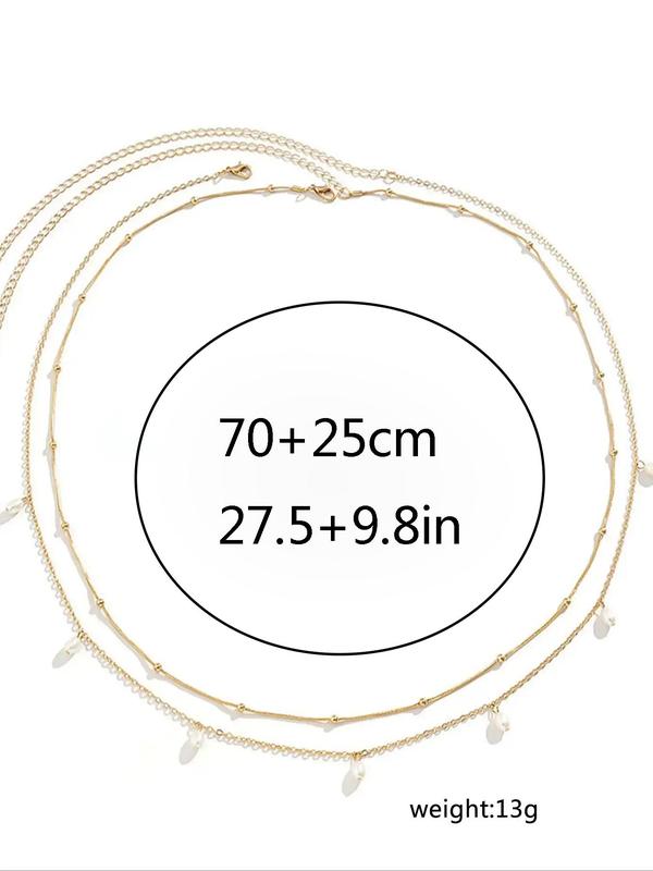 Women's 2 4pcs Faux Pearls Decor Waist Chain, Elegant Zinc Alloy Jewelry For Party Holiday Back To School