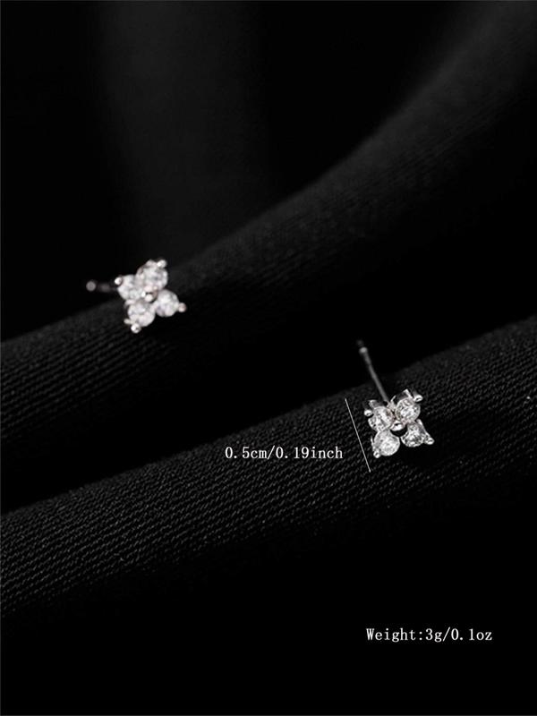 Rhinestone Decor Stud Earrings for Women, Flower Shaped Stud Earrings As Gift for Her, Ear Piercing Jewelry, Fashion Accessories for Women & Girls, Cute Accessories