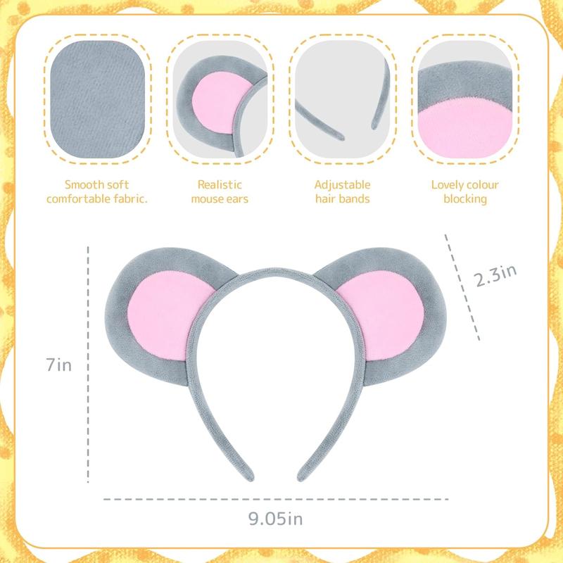 Mouse Ears Headband Animal Ears Headwear Plush Hairband for Animal Cosplay Cute Party Headwear Halloween Cosplsy Costume Accessories