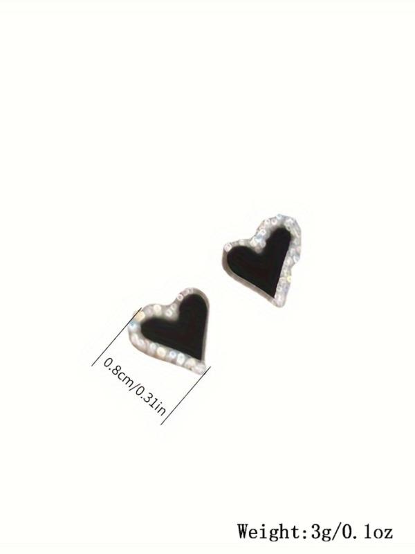 Rhinestone Decor Asymmetrical Heart Stud Earrings, Elegant Jewelry for Women, Trendy All-match & Exquisite Jewelry for Birthday Gift