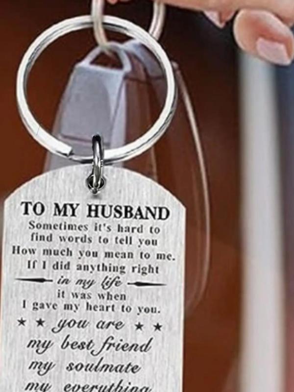 2024 New Style Stainless Steel Keychain, Husband Anniversary Keychain Gift From Wife, Husband Birthday Wedding Anniversary Romantic Engraved Gift