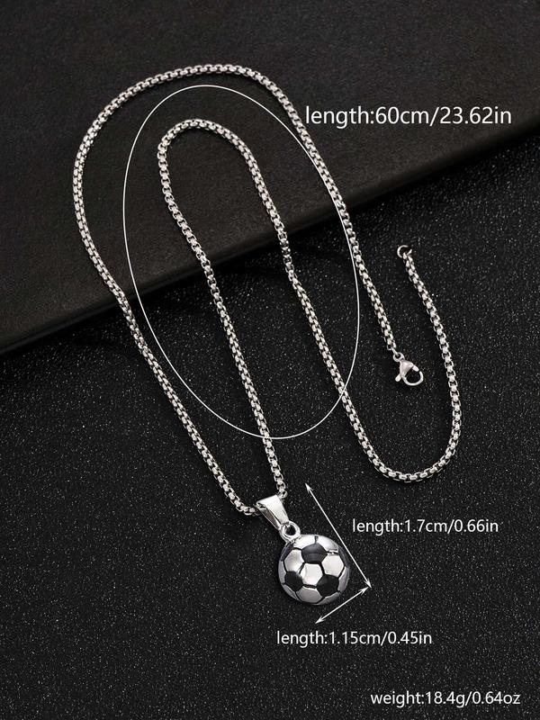 Men's Stainless Steel Sporty Football Pendant Necklace,  Casual Trendy Matching Necklace Jewelry for Party, Classic Fashion Accessories for Daily Wear