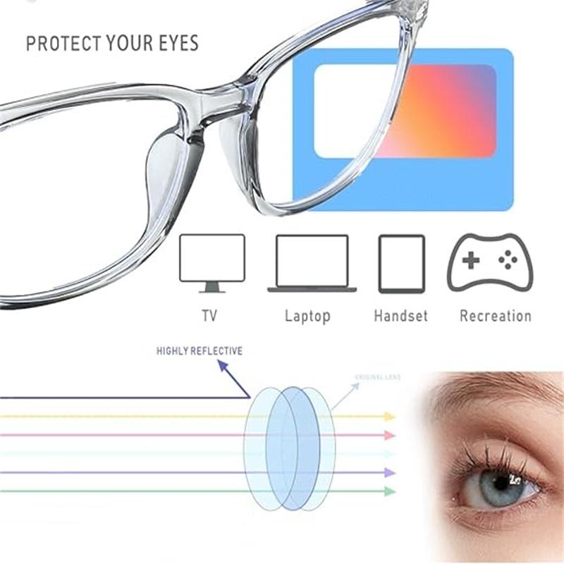 2 Pack,Computer Gaming Glasses,Fashion Large Size Square Frame Eyeglasses for Everyday Use