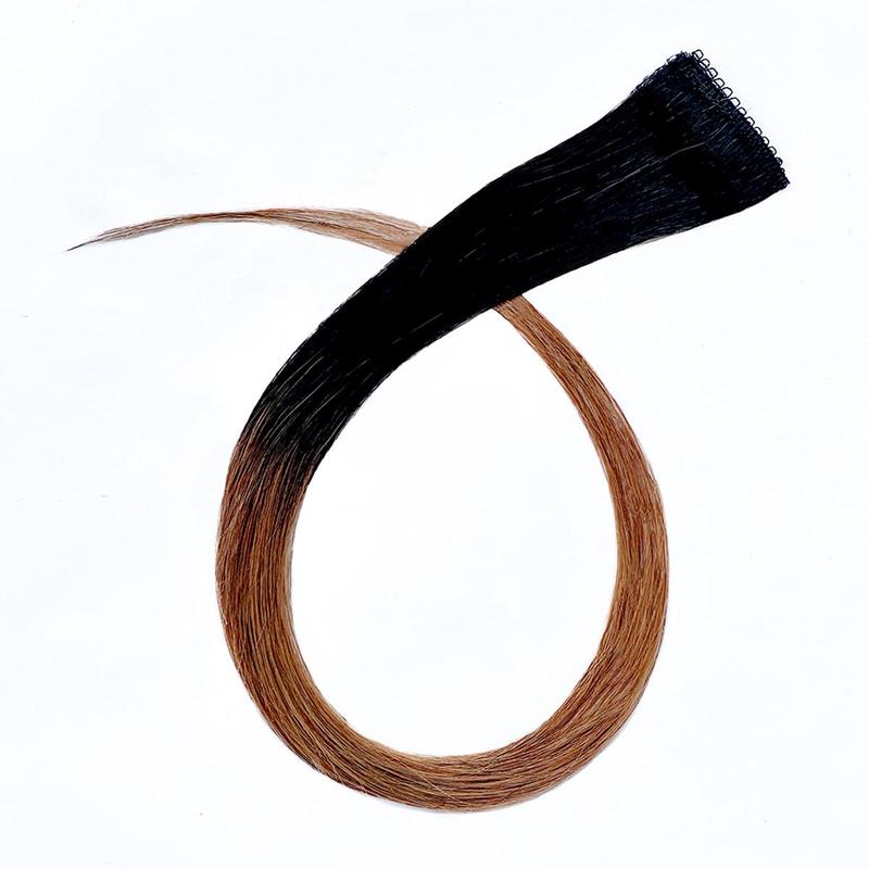 YMSGIRL Random colored Clip In Hair Extension With Black Root Ombre Handmade Straight Human Hair ,Natural Look