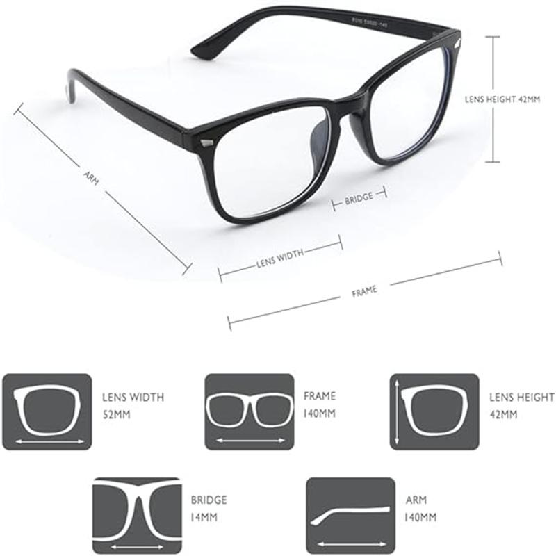 2 Pack,Computer Gaming Glasses,Fashion Large Size Square Frame Eyeglasses for Everyday Use