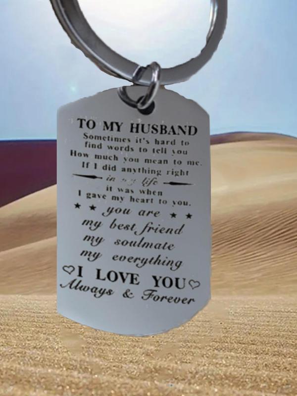 2024 New Style Stainless Steel Keychain, Husband Anniversary Keychain Gift From Wife, Husband Birthday Wedding Anniversary Romantic Engraved Gift