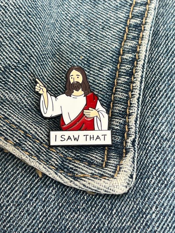 Creative Jesus Design Brooch, Cute Cartoon Character Badge, Fashion Alloy Decorated Enamel Brooch, Student Schoolbag Buckle, Clothing Accessories