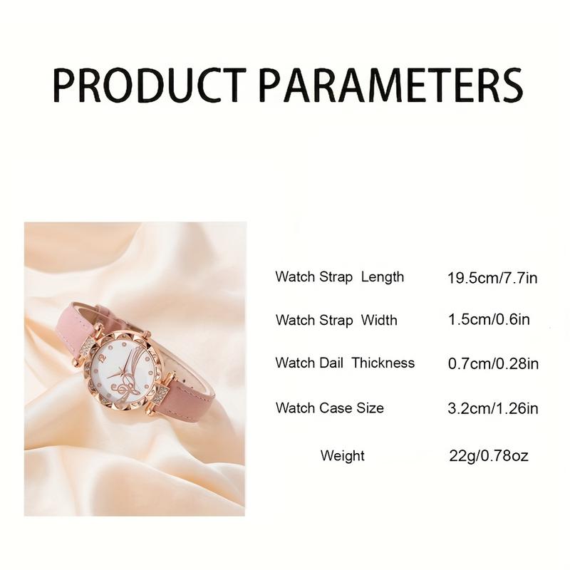 6 Pcs set Women's Watch Musical Note Fashion Quartz Watch Shiny Rhinestone Analog Watch and Jewelry Suit, Gift for Mom