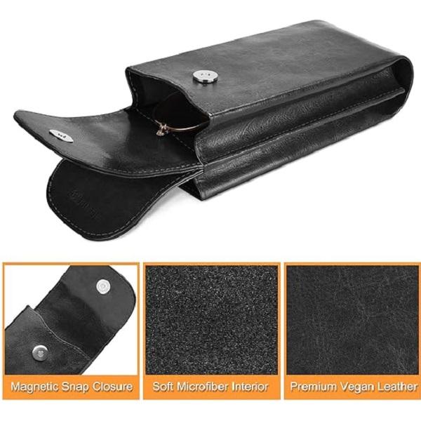 FINTIE Eyeglasses Case with Two Pouches, Anti-scratch Sunglasses Pouch for Men and Women