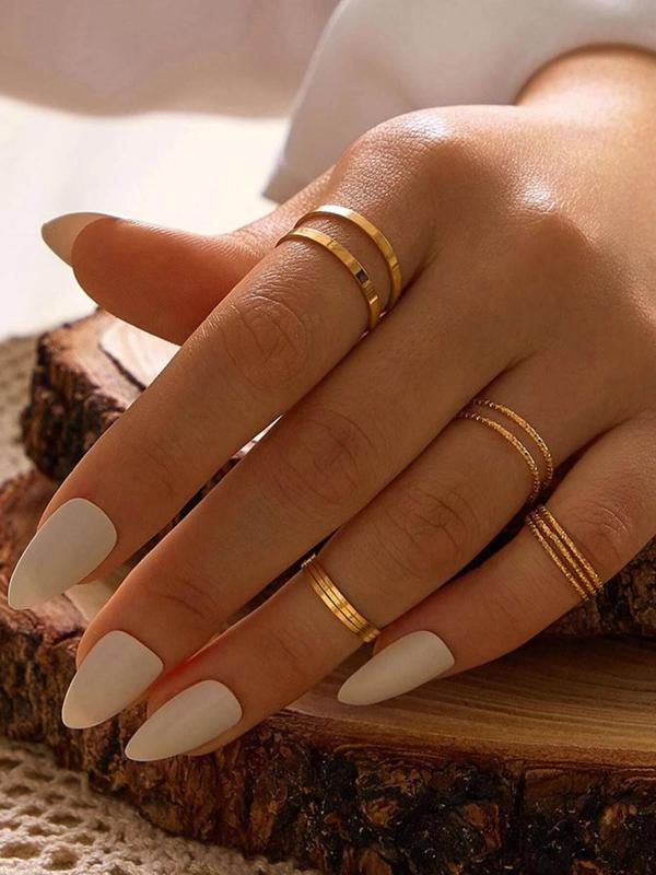 10pcs set Women's Elegant Simple Style Plain Color Rings, Trendy Casual Zinc Alloy Rings, Fashionable Jewelry for Women & Girls for Daily Decoration