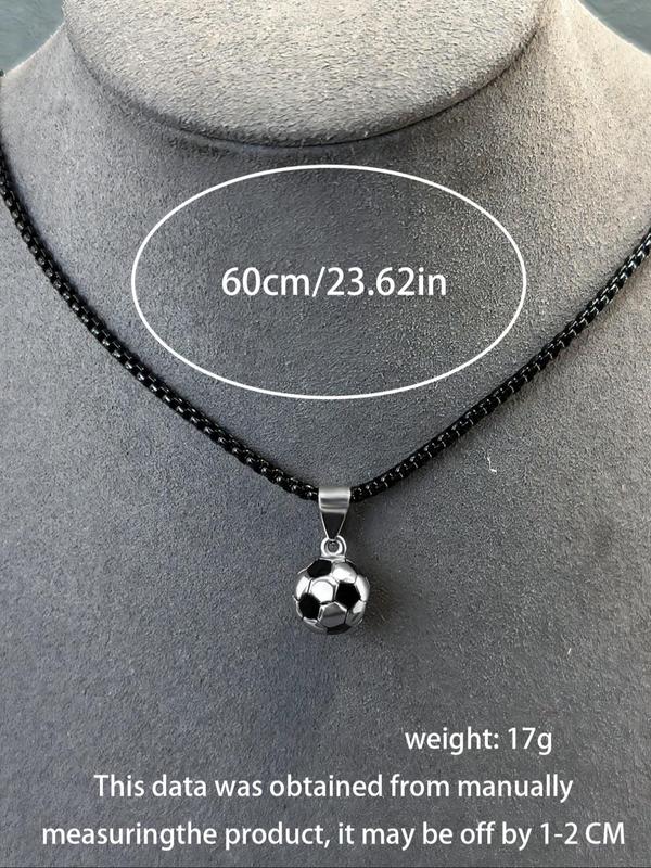 Men's Stainless Steel Sporty Football Pendant Necklace,  Casual Trendy Matching Necklace Jewelry for Party, Classic Fashion Accessories for Daily Wear