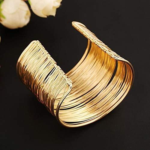 Jewelry Sets for Women - Gold Bib Choker Collars Cuff Bracelet Geometric Earrings Necklace Set Punk Stylish Jewelry for Women