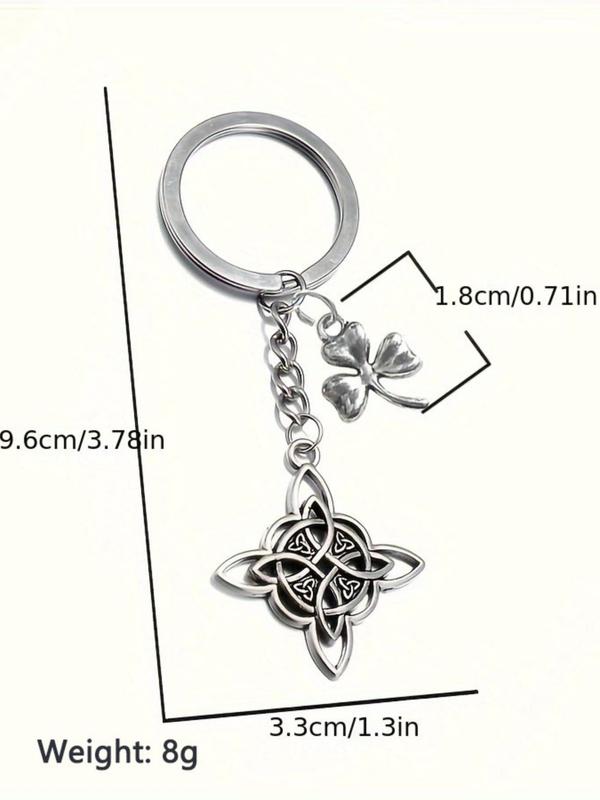 Cute Clover Knot Design Keychain, Punk Style Stainless Steel Keychain for Women & Men, Fashion Accessories for Daily Use