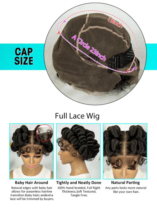 Women's 200% Density Double Layer Lace Front Braided Wigs, Fashionable Curly Baby Hair Bangs Wigs for Daily, Cosplay, Anime or Costume Party, Natural Fluffy Hair Wigs for Women Braids Hairstyles