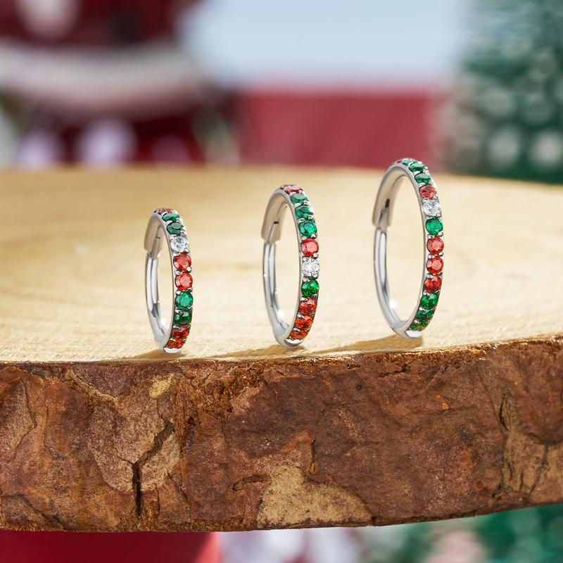 Oufer 18G 20G Christmas Color Hinged Segment Nose Hoop Ring Christmas Gift