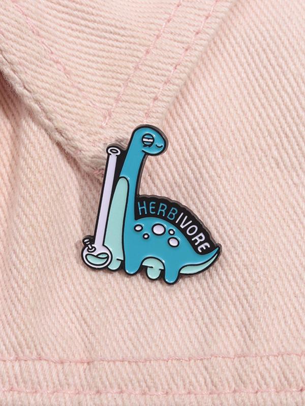 Cute Cartoon Dinosaur Design Brooch, Fashion Letter Sprint Brooch for Party, Daily Clothing Decor, Trendy All-match & Exquisite Brooch for Birthday Gift for Fall 2024