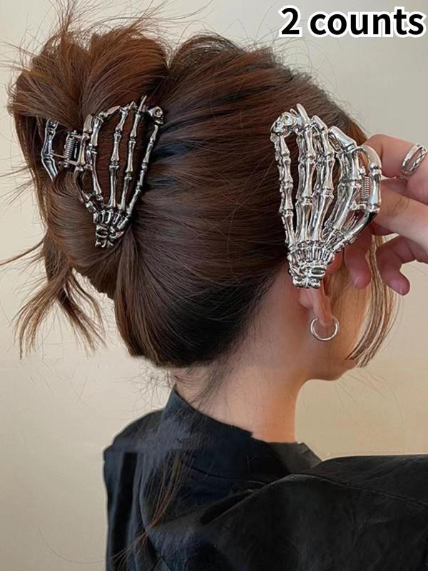 Skeleton Hand Design Hair Claws, Fashionable Hair Accessories for Women & Girls, Halloween Themed Cute Lovely Hairwear for Daily Used