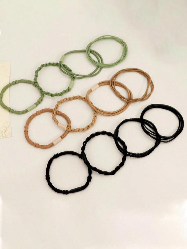 Solid Color Hair Tie, High Stretch Hair Tie, Fashion Hair Accessories for Women & Girls, Minimalist Headwear Suitable for Thick Hair