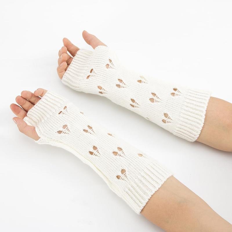 Fingerless Grunge Gloves Ripped Arm Warmers Fashion Crochet Gloves Knit Arm Sleeves Thumb Hole Mittens