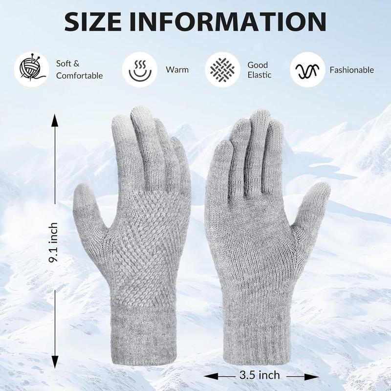 Womens Winter Gloves - Gloves for Women Cold Weather, Warm Touch Screen Fleece Lined Gloves, Elastic Cuff Knit Gloves