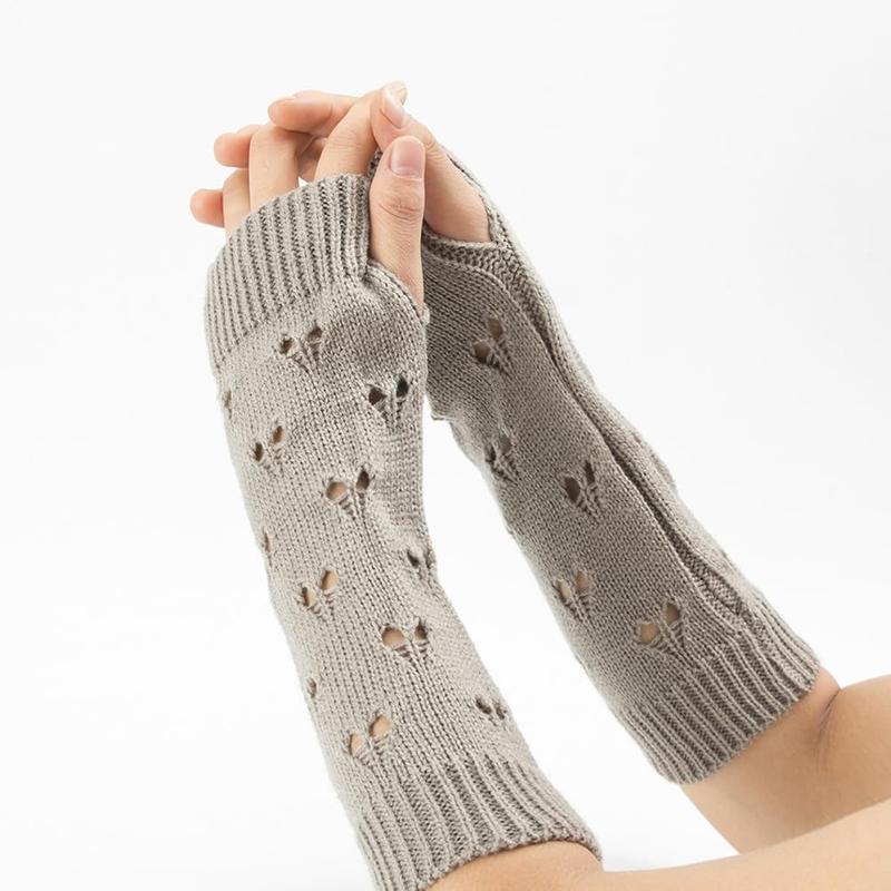 Fingerless Grunge Gloves Ripped Arm Warmers Fashion Crochet Gloves Knit Arm Sleeves Thumb Hole Mittens