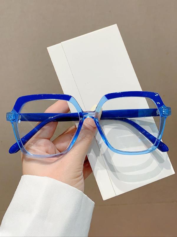 Hexagonal Flat Frame Eyeglasses for Women & Men, Hot Fashion Eyeglasses for Work, Daily Clothing Decor, for Student Daily Use