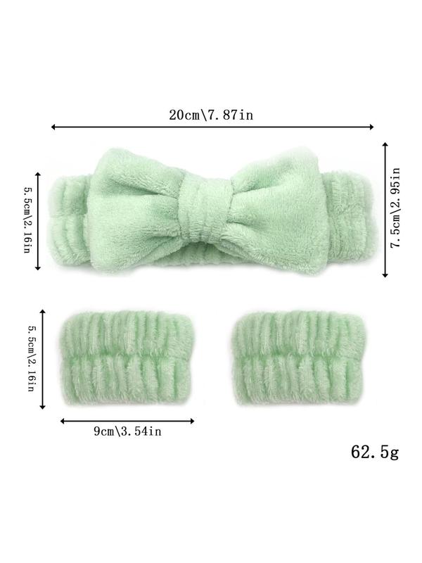 Cute Bow Decor Hair Band & Wrist Band (15pcs), Solid Color High Stretch Hair Band Set for Washing Face, Fashion Hair Accessories for Women & Girls