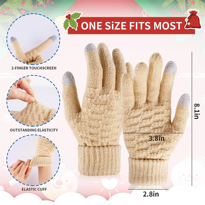 4 Pairs Women's Touchscreen Winter Gloves - Fashion Knit Mittens with Thick Cuffs for Cold Weather