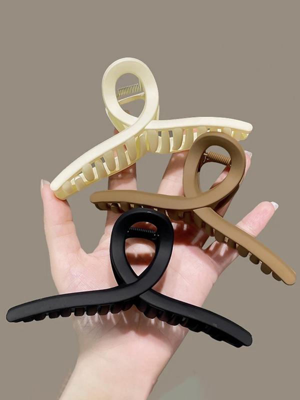 Women 3pcs Solid Straight Shape Hair Claw, Casual Versatile Shark Clip for Women & Girls, Elegant All-match Fashion Accessories for Daily & Party Decoration, Exquisite Jewelry for Birthday Gifts