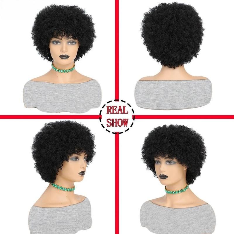 Liddywig Short Afro Kinky Curly Blonde Wig For Woman 100% Human Hair Wigs 180% Density Pixie Curl Afro Wig Afro Kinky Curly Wigs