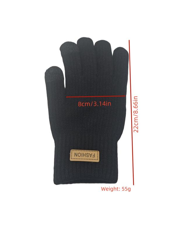 Unisex Solid Color Knit Gloves, Casual Touch Screen Warm Gloves for Fall & Winter, Fashion Accessories for Men & Women