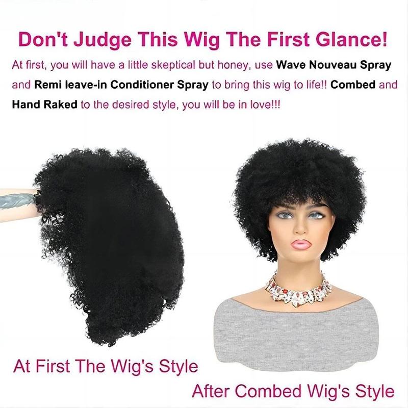 Liddywig Short Afro Kinky Curly Blonde Wig For Woman 100% Human Hair Wigs 180% Density Pixie Curl Afro Wig Afro Kinky Curly Wigs