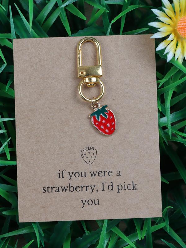 Cute Strawberry & Cherry & Bee Design Keychain, Fashionable Keychain for Women & Men, Trendy All-match Keychain for Birthday Gift