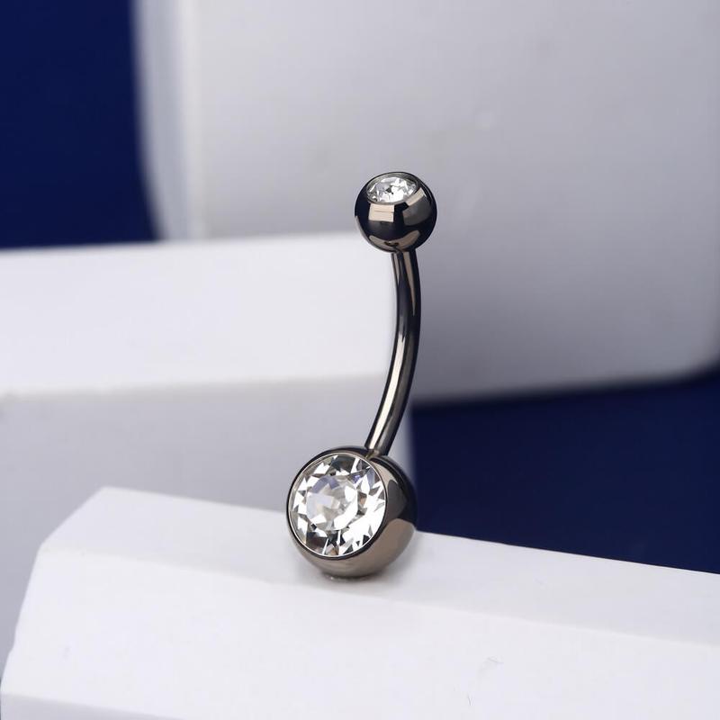 Oufer 14G Titanium Clear CZ Belly Button Ring Basic Belly Piercing Jewelry belly pierce