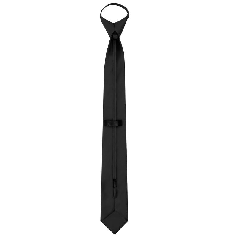 Men's Black Tie, Pre-Tied Adjustable Zipper Ties, 2.8