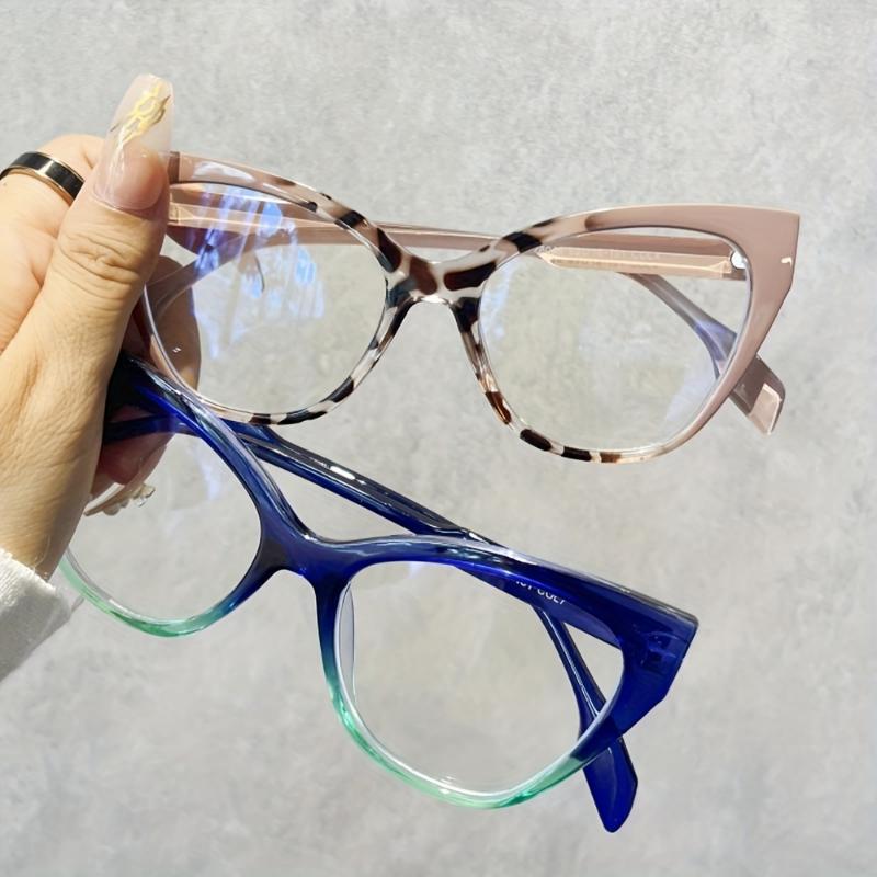 Vintage Cat Eye Color Block Frame Clear Lens Glasses Leopard Fashion Computer Glasses Spectacles For Women