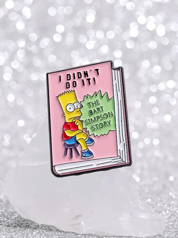 Cartoon Character Brooch, Cute Book Shaped Enamel Pin, Fashion Accessories for Women & Men, Trendy All-match & Exquisite Brooch for Birthday Gift