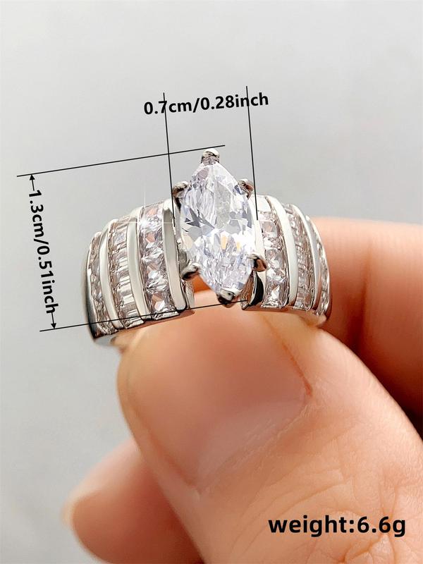 Classic Elegant Rhinestone Decorated Ring, Fashion Jewelry for Party, Daily Clothing Decor, Trendy All-match & Exquisite Jewelry for Birthday Gift