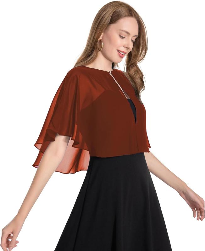 Capelets for Women Soft Chiffon Shawls Wraps Shurg for Evening Wedding Capes Bolero Cover Up