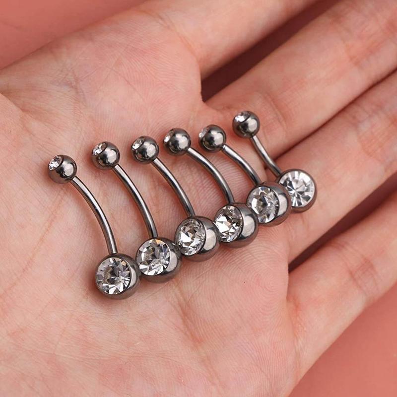 Oufer 14G Titanium Clear CZ Belly Button Ring Basic Belly Piercing Jewelry belly pierce