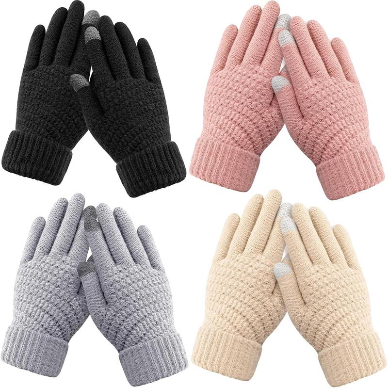 Womens Winter Gloves - Warm Soft Touchscreen Winter Gloves for Women, Elastic Cuff Knit Gloves for cold weather