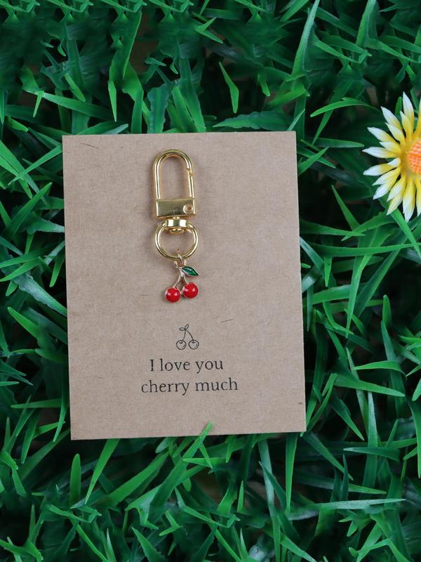 Cute Strawberry & Cherry & Bee Design Keychain, Fashionable Keychain for Women & Men, Trendy All-match Keychain for Birthday Gift