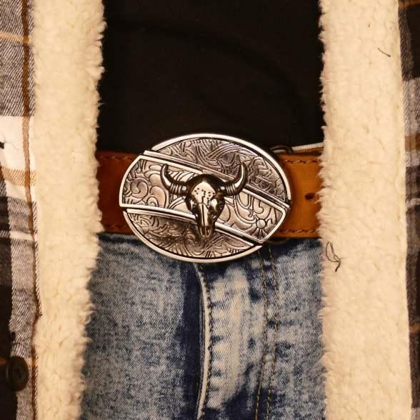 Belt Buckle (Belt Not Included) Oval Removable Western Fashion Protection Unisex Animal Flag Silver Western Belt Buckle