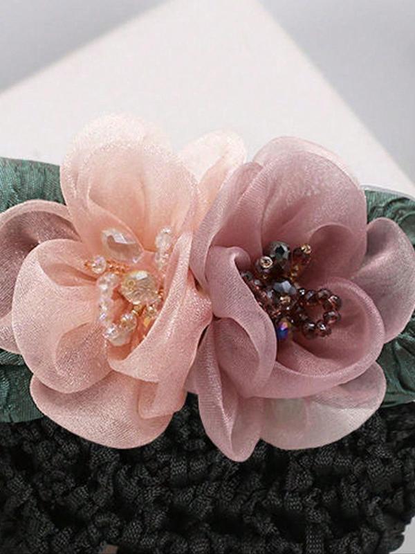 Women's Elegant Flower Decor Hair Bun Net, 2024 New Style Cute Trendy Hair Bun Net, Fashionable Hair Accessories for Women & Girls Hairstyles Ideas