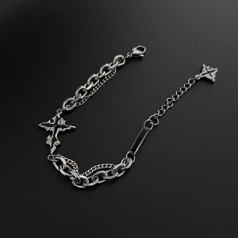 [Limited time offer]Fashion Irregular Dissolved Dark Cross Bracelet Men's Versatile Niche Design High-end Bracelet